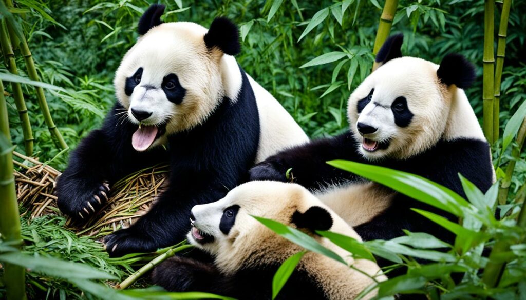 Besucher im Chengdu Panda Breeding Research Center